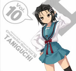  album_cover artist_request blue_sailor_collar character_single cover female genderswap_(mtf) h kita_high_school_uniform long_sleeves lowres photoshop_(medium) rule_63 sailor_collar school_uniform serafuku solo suzumiya_haruhi_no_yuuutsu taniguchi_(female)_(suzumiya_haruhi) thighhighs winter_uniform 