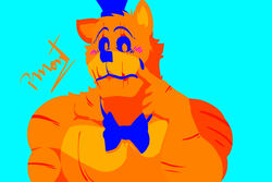  2022 3:2 anthro barazoku bear blush bow_tie clawed_fingers claws digital_media_(artwork) fingers five_nights_at_freddy&#039;s five_nights_at_freddy&#039;s_4 fur hi_res looking_at_viewer male mammal muscular muscular_anthro muscular_male nightmare_freddy_(fnaf) orange_body orange_fur pecs pinumontbalou saturated_colors scar scottgames shaded simple_background simple_shading solo ursine 