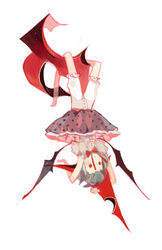  arms_behind_head barefoot bat_wings bloomers blue_hair bow bowtie clea_(geee13) closed_mouth cross_print dot_nose expressionless female frills full_body huge_weapon no_headwear petticoat pink_skirt polearm polka_dot puffy_short_sleeves puffy_sleeves red_bow red_bowtie red_eyes red_ribbon remilia_scarlet ribbon short_hair short_sleeves simple_background skirt solo spear spear_the_gungnir touhou underwear upside-down weapon white_background wings 