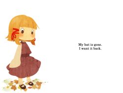  ai-wa blonde_hair children&#039;s_book english i_want_my_hat_back leaf moriya_suwako no_hat no_headwear parody short_hair solo touhou white_background 