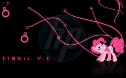  16:10 black_background blue_eyes cutie_mark equid equine female friendship_is_magic hair happy hasbro hi_res horse hp mammal my_little_pony pink_body pink_hair pink_spirals pink_writing pinkie_pie_(mlp) reflection simple_background smile spirals standing tehnomad wallpaper watermark widescreen 