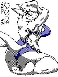  aliasing anthro ass athletic big_breasts breasts camel_toe clothing cutout digital_media_(artwork) elmo-san female fish flipnote_studio_(artwork) galina_(elmo-san) low_res marine muscular non-mammal_breasts one-piece_swimsuit reptile scalie sea_serpent seductive shark sharkini sideless_swimsuit solo swimwear thick_thighs 