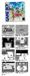  2boys artist_request female fi_(zelda) game_boy game_boy_(original) handheld_game_console highres kikwi link multiple_boys parody sprite the_legend_of_zelda the_legend_of_zelda:_link&#039;s_awakening the_legend_of_zelda:_skyward_sword 