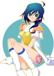  bakugan bakugan_gundalian_invaders bare_shoulders blue_hair boots commentary_request earrings fabia_sheen female green_eyes image_sample jewelry md5_mismatch pixiv_sample resolution_mismatch robe shiu_kazuki solo source_larger white_footwear 