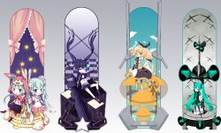  6+girls arm_cannon black_rock_shooter black_rock_shooter_(character) commentary_request fork hatsune_miku kagamine_rin kagamine_rin_(roshin_yuukai/hard_rkmix) koi_wa_sensou_(vocaloid) lol_-lots_of_laugh-_(vocaloid) megaphone multiple_girls natsuki_yuu_(minamino_tsuki) roshin_yuukai_(vocaloid) songover spoon twintails vocaloid weapon 