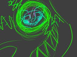  2017 4_eyes anthro bear daemon-1995 daemonquest domestic_cat felid feline felis glowing glowing_eyes hi_res infected looking_at_viewer mammal multi_eye qstdaeday simple_background smile the_witness 