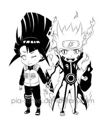  flak_jacket hand_holding hyuuga_hinata naruto pia-sama uzumaki_naruto uzumaki_naruto_(kyuubi_chakra_mode) 