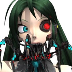  3d animated animated animated calne_ca creepy cyborg deino green_hair heterochromia karune_calcium lowres maeda_koutarou 