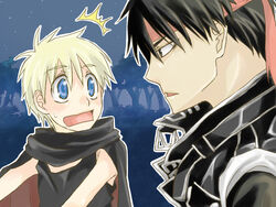  2boys blonde_hair blue_eyes headband kittaka_kaname majic_lin majutsushi_orphen multiple_boys open_mouth orphen 