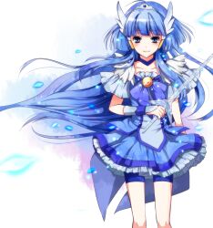  an-mar aoki_reika bike_shorts blue_eyes blue_hair blue_shorts blue_skirt blue_theme bow bowtie brooch choker commentary_request crystal_sword cure_beauty female hair_tubes head_wings highres ice jewelry long_hair magical_girl precure shorts shorts_under_skirt sidelocks skirt smile smile_precure solo sword tiara weapon wings wrist_cuffs 