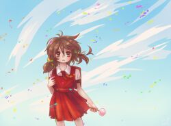  bad_id bad_pixiv_id brown_eyes brown_hair candy female food kaai_yuki lollipop seguchi-sama solo vocaloid wind 