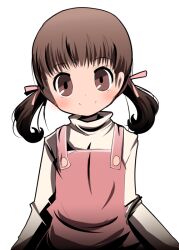  brown_eyes brown_hair commentary_request doujima_nanako female lolicon persona persona_4 satsuki_mei_(sakuramochi) smile solo white_background 