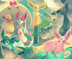  all_nine_eeveelutions ambiguous_gender avoid_posting eevee eeveelution espeon feral flareon generation_1_pokemon generation_2_pokemon generation_4_pokemon generation_6_pokemon glaceon jolteon leafeon nintendo pokemon pokemon_(species) purplekecleon sylveon umbreon vaporeon 