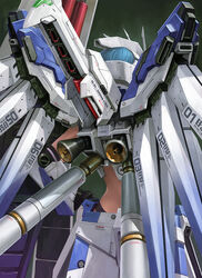  blue_hair cannon char&#039;s_counterattack char&#039;s_counterattack_-_beltorchika&#039;s_children commentary_request gundam helmet hi-nu_gundam hi-nu_gundam_hws machinery mecha_musume no_humans photoshop_(medium) turret zhenlin 