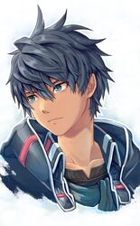  1boy blue_eyes blue_hair closed_mouth collarbone dark_blue_hair fidel_camuze fujishino_shikino highres male_focus simple_background solo star_ocean star_ocean_anamnesis star_ocean_integrity_and_faithlessness 