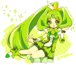  bad_id bad_pixiv_id boots brooch character_name choker cure_march female green_choker green_eyes green_hair green_shorts green_skirt green_theme hair_ornament jewelry long_hair midorikawa_nao natsumi_(natumi06) open_mouth precure shorts shorts_under_skirt simple_background skirt smile_precure solo tiara tri_tails very_long_hair wrist_cuffs 