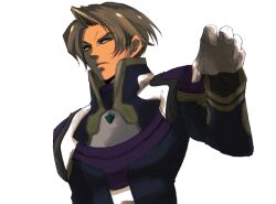  1boy az2nd bad_id bad_pixiv_id gloves grey_hair kahran_ramsus male_focus solo uniform xenogears yellow_eyes 