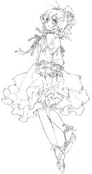  bad_id bad_pixiv_id copyright_request dress female greyscale monochrome simple_background solo white_background yuetsuki_(ash) 