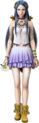  3d blue_hair bracelet female final_fantasy final_fantasy_xiii final_fantasy_xiii-2 flower green_eyes hair_ornament highres jewelry long_hair naora_yusuke navel paddra_nsu-yeul shoes skirt solo very_long_hair 