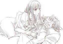  1boy 6zi_0 bad_id bad_pixiv_id death dress facial_hair fate/zero fate_(series) female goatee husband_and_wife long_hair monochrome necktie ribbon spoilers spot_color tears tohsaka_aoi tohsaka_tokiomi 