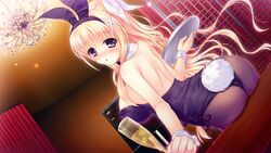  blonde_hair blush bunny_ears bunny_paradise_bani_para_~koibito_zenin_bani-ka_keikaku~ bunnygirl drink game_cg long_hair rubi-sama skyfish tail usami_mimi 