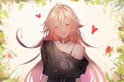  blonde_hair choker flowers heart ia krin leaves long_hair signed tears vocaloid 