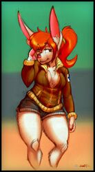  2019 ada_(liebro) anthro assertive big_ears breasts clothing digital_media_(artwork) female finland fur hair hare hi_res lagomorph leporid long_ears mammal pink_nose pose red_hair seductive smile solo stories_of_the_few white_body white_fur yourfavoritelemonade 