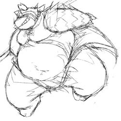  1:1 2013 anthro bear belly biped chiro_(artist) fanfan giant_panda kemono male mammal monochrome overweight overweight_anthro overweight_male simple_background solo white_background 