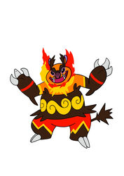  2020 3_fingers absurd_res alien black_body claws deforestator digital_drawing_(artwork) digital_media_(artwork) disney emboar experiment_(lilo_and_stitch) fingers fire flat_colors generation_5_pokemon hi_res hybrid lilo_and_stitch male markings nintendo open_mouth orange_body pokemon pokemon_(species) red_body semi-anthro simple_background solo standing teeth toe_claws tombola1993 white_background yellow_markings 