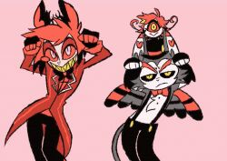  1_eye 2d_animation alastor_(hazbin_hotel) animal_humanoid animated anthro as_925 caramelldansen carrying_another clothed clothing cyclops dancing deer deer_humanoid demon demon_humanoid domestic_cat felid feline felis female group hat hazbin_hotel headgear headwear humanoid husk_(hazbin_hotel) male mammal mammal_humanoid meme niffty_(hazbin_hotel) on_head tail teeth trio wings yellow_teeth 