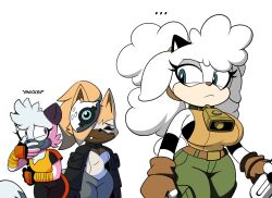  2023 anthro big_breasts bovid breasts canid canine canis caprine cleavage clothed clothing colored colored_edit english_text female group hi_res idw_publishing lanolin_the_sheep_(sonic) lemur mammal mask omegasunburst primate sega sheep sonic_the_hedgehog_(comics) sonic_the_hedgehog_(idw) sonic_the_hedgehog_(series) strepsirrhine tangle_the_lemur text third-party_edit trio whisper_the_wolf wolf 