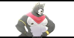  2024 absurd_res adastra adastra_(series) amicus_(adastra) anthro blue_eyes blush canid canine canis clothing digital_media_(artwork) echo_project fur grey_body grey_fur hi_res jirux male mammal nipples piercing simple_background slightly_chubby slightly_chubby_male solo white_background wolf 