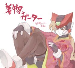  bad_id bad_pixiv_id blonde_hair fanfan female genderswap_(mtf) helmet japanese_clothes kimono long_hair mega_man_(series) mega_man_zero_(series) pantyhose rule_63 solo zero(z)_(mega_man) zero_(mega_man) 