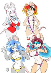  anthro areola areola_slip avoid_posting big_breasts bikini blue_eyes blue_hair bottle breasts brown_body brown_fur clothing container delphine_(skidd) duckdraw ear_piercing eyewear female fur glasses green_eyes grey_body grey_fur hair hands_on_hips heart_symbol hi_res lifeguard looking_at_viewer mammal mouse murid murine one-piece_swimsuit orange_hair piercing red_eyes red_hair ring rodent sling_bikini small_breasts swimwear towel water_bottle whistle_(disambiguation) whistle_(object) white_body white_fur white_hair 