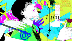  1boy abstract black_hair bleeding blood blood_on_face blood_on_hands blood_on_weapon commentary_request copyright_name hand_on_another&#039;s_chin hand_on_another&#039;s_shoulder hands head_tilt high_contrast holding holding_weapon miyata_shirou mzet nosebleed photoshop_(medium) pink_blood short_hair siren_(series) siren_1 surreal weapon 