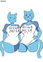  absurd_res anthro big_breasts breasts cartoon_network clothed clothing domestic_cat duo felid feline felis female hi_res laundrymom mammal mary_senicourt mature_anthro mature_female mother_(lore) nicole_watterson parent_(lore) shirt simple_background the_amazing_world_of_gumball topwear 