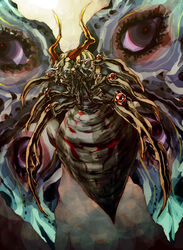  antennae bug carapace commentary duel_monster emudoru extra_eyes fangs floating giant_insect monster no_humans perfectly_ultimate_great_moth photoshop_(medium) wings yu-gi-oh! 