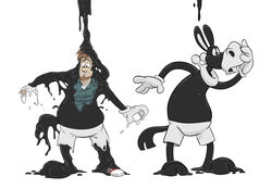  ambiguous_gender anthro asinus buckteeth clothing donkey equid equine fleischer_style_toon gloves goo_transformation handwear hi_res human human_to_anthro inkblot latex mammal nickwolf paint sequence solo species_transformation teeth toonification toony transformation transformation_sequence 