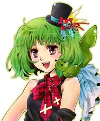  1other ai-kun brown_eyes female green_hair halloween hat looking_at_viewer macross macross_frontier mini_hat oerba_yun_fang open_mouth ranka_lee short_hair solo_focus tamari_(flawless) 