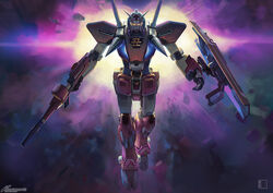  beam_rifle chinese_zodiac energy_gun glowing glowing_eyes gun gundam holding holding_gun holding_shield holding_weapon looking_ahead mecha no_humans official_art orange_eyes red_ace robot science_fiction shield shier_shengxiao_gundam solo v-fin watermark weapon year_of_the_ox yellow_eyes zodiac_gundam_chou_niu 