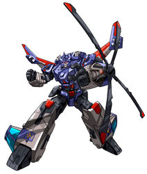  1boy bad_id bad_twitter_id clenched_hand decepticon galvatron glowing glowing_eyes looking_at_viewer makoto_ono mecha no_humans open_hand propeller red_eyes robot solo transformers transformers_shattered_glass white_background 