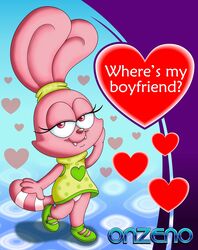  anthro bottomwear cartoon_network chowder_(series) clothed clothing english_text felid female fur hand_on_face heart_symbol hi_res lagomorph leporid looking_at_viewer mammal onzeno panini_(chowder) panties pink_body pink_eyes pink_fur rabbit shirt smile solo standing teeth text topwear underwear white_clothing white_panties white_underwear young young_anthro young_female 