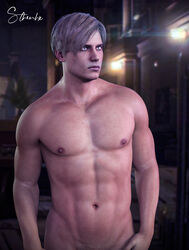  1boy 3d capcom human human_only leon_scott_kennedy male male_focus male_only naked nude nude_male resident_evil resident_evil_2 shirtless solo solo_male sthenhx tagme uncensored 