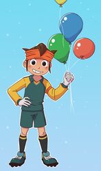  1boy balloon black_eyes brown_hair endou floatingboy mamoru 