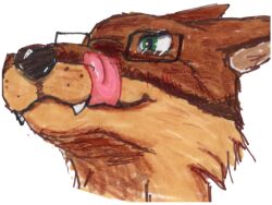  burgundy_wolf canid canine canis colour_pencil eyewear glasses imminent_vore licking licking_lips mammal marker nonbinary_(lore) tongue traditional_media_(artwork) vore wolf 