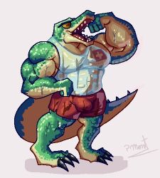  anthro barazoku big_muscles claws clothed clothing crocodile crocodilian crocodylid digital_media_(artwork) eyewear feet flexing huge_muscles league_of_legends lifeguard lifeguard_swimsuit low_res male muscular muscular_anthro muscular_male open_mouth pinumontbalou pixel_(artwork) renekton reptile riot_games scales scalie solo sunglasses tail tencent toe_claws wet wet_body wet_clothing 