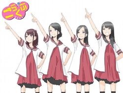  4girls 7thbirth blush commentary_request hair_ornament long_hair mikami_shiori multiple_girls nanamori_school_uniform ookubo_rumi ootsubo_yuka open_mouth real_life school_uniform serafuku short_hair smile tsuda_minami voice_actor yuru_yuri 