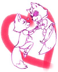  2018 anthro black_nose canid canine clothing dipstick_tail duo eyewear female fox heart_symbol holidays james_mccloud koko kokoro-tokoro male male/female mammal markings multicolored_tail nintendo star_fox sunglasses tail tail_markings valentine&#039;s_day vixy_reinard 