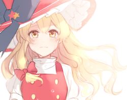  bad_id bad_pixiv_id blonde_hair bow buttons closed_mouth crying crying_with_eyes_open dress female grey_bow hair_between_eyes hairbow hat highres jill_07km kirisame_marisa kirisame_marisa_(witch_of_scarlet_dreams) light long_hair looking_at_viewer puffy_short_sleeves puffy_sleeves red_bow red_dress shadow shirt short_sleeves simple_background solo star_(symbol) tears touhou touhou_lostword white_background white_shirt witch_hat yellow_eyes 