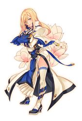  blonde_hair commentary_request female genderswap_(mtf) green_eyes guilty_gear guilty_gear_xrd kin_mokusei ky_kiske kyko rule_63 solo thighhighs 